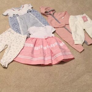 Baby girl bundle 3-6, dress, pants, one pieces